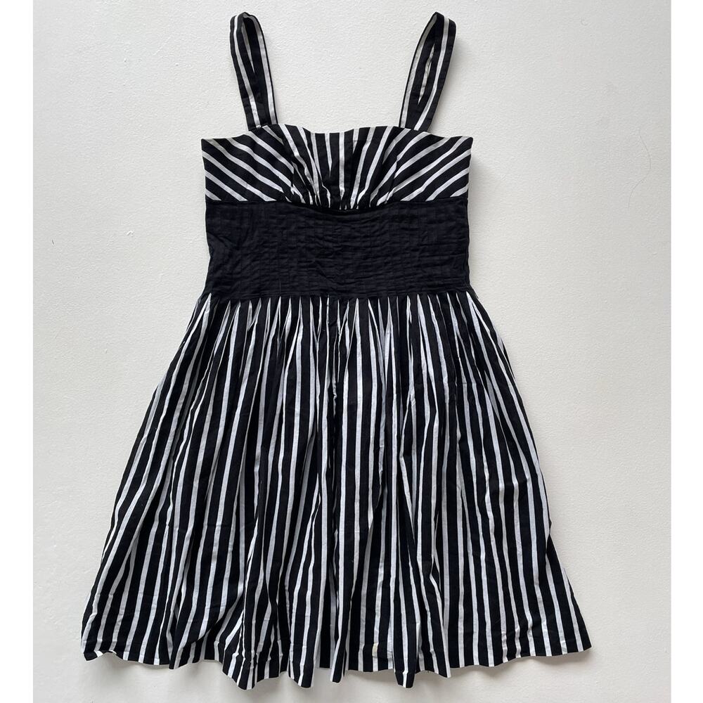 Y2K Black + White Striped Retro Sleeveless Dress / Sz 10 / Indie Twee Coquette